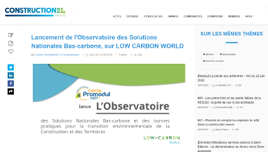 Construction21 – Lancement de l’Observatoire des solutions bas-carbone
