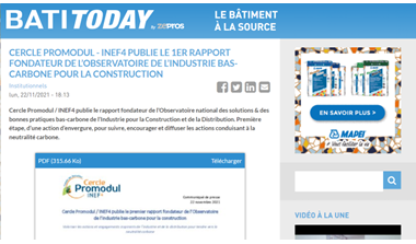 BatiToday – Publication du rapport fondateur de l’Observatoire