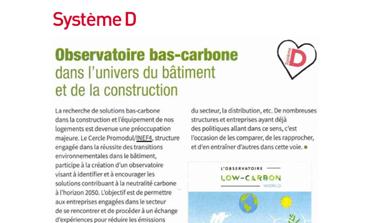 Système D – Un Observatoire bas-carbone dans l’univers du bâtiment et de la construction