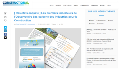 Construction21 – Les premiers indicateurs de l’Observatoire bas-carbone